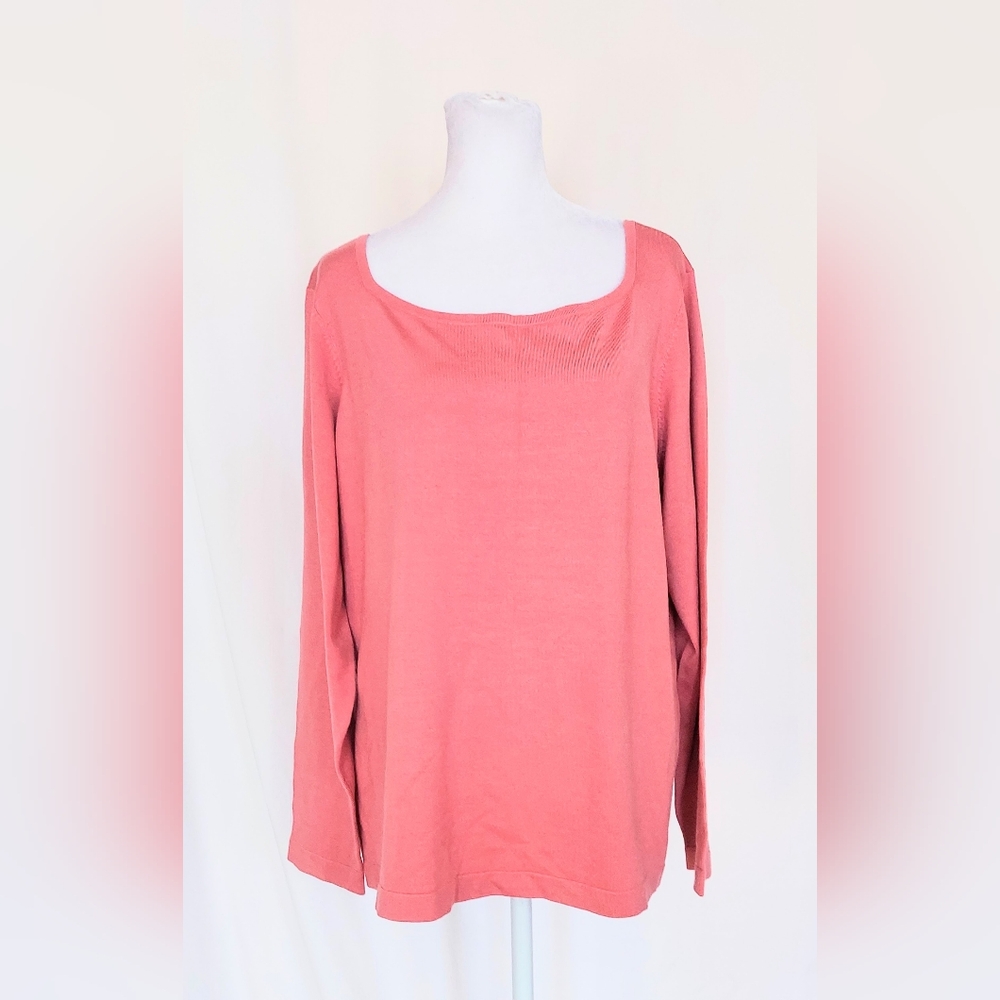Talbots Silk Blend Long Sleeve Knit Top Shirt Pink Size 1X NWT